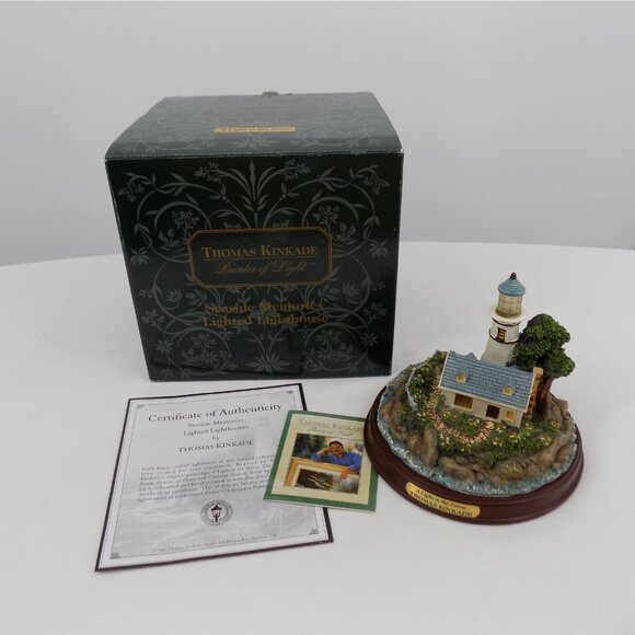 Thomas Kinkade Seaside Memories A Light in the Storm Lighted Lighthouse Figurine - Picture 8 of 10